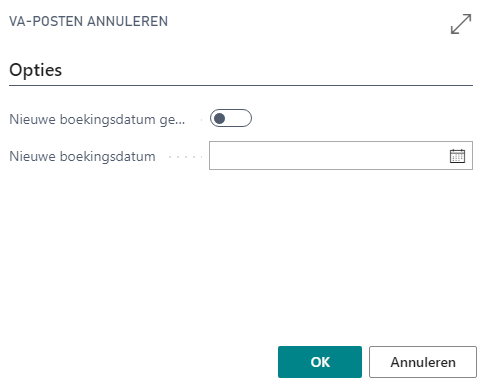Parameterscherm posten annuleren