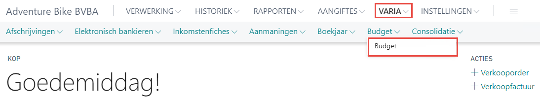 Navigatie naar budgetten