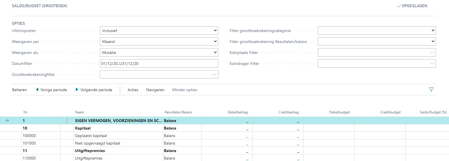 Balans/Budget (Grootboek)