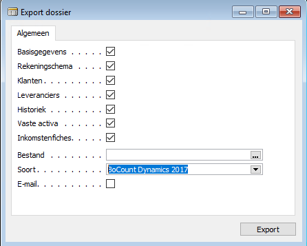 Export dossier in NAV2009