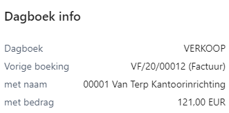 Aanduiding dagboek op verkoopdagboek